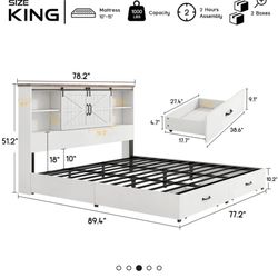 brand new king bed frame with shelfs  