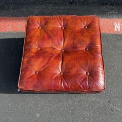 Vintage Tufted Leather Ottoman on Casters by Baker Furniture