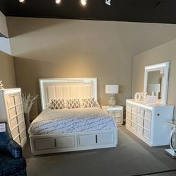 King Bed Frame, Dresser, Mirror And Nightstand 
