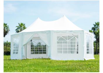 20 ft x 14.5 ft Party Tent – ​​Large Octagonal 8-Wall Wedding Canopy – Outdoor Gazebo – White