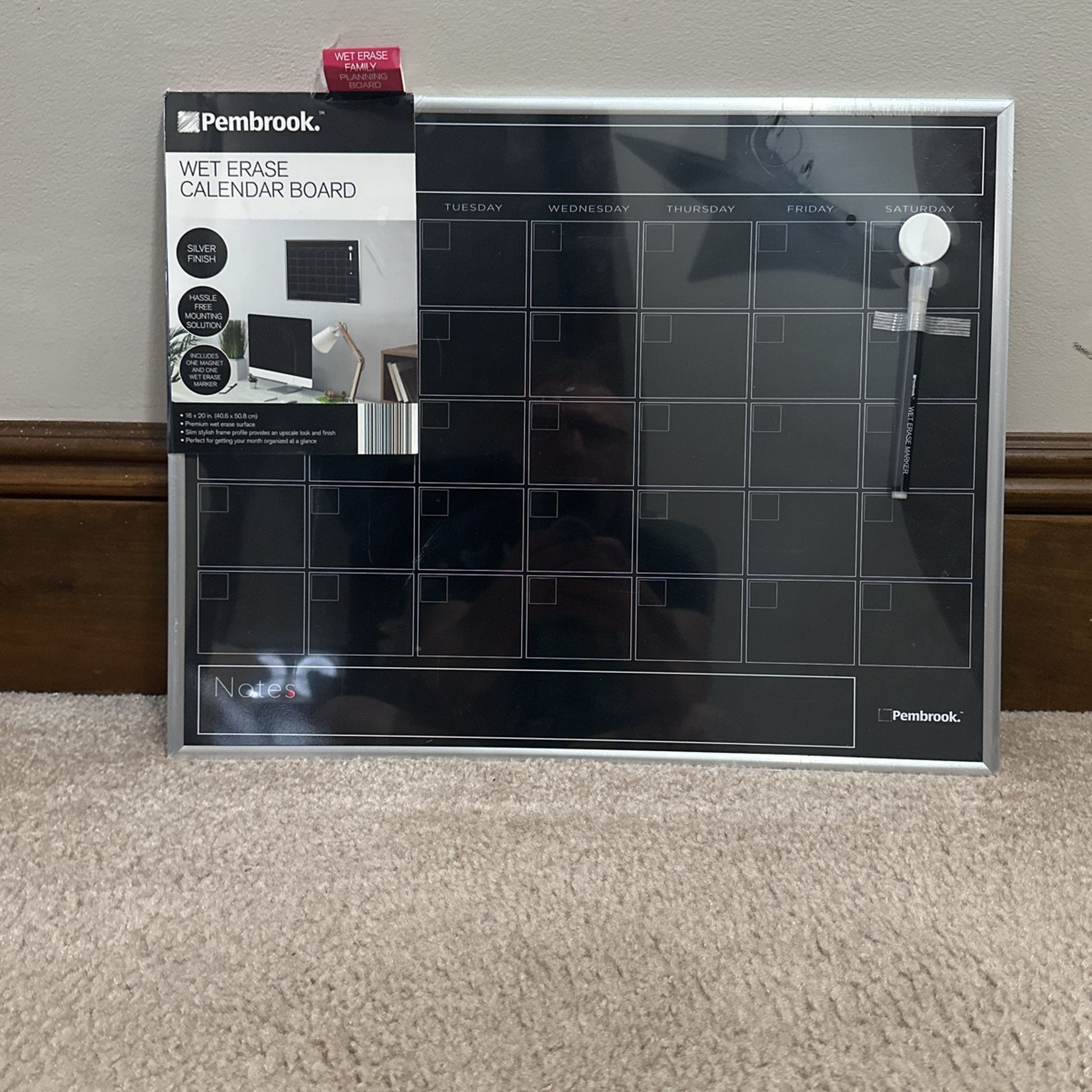 Pembrook Wets Erase Calendar Board