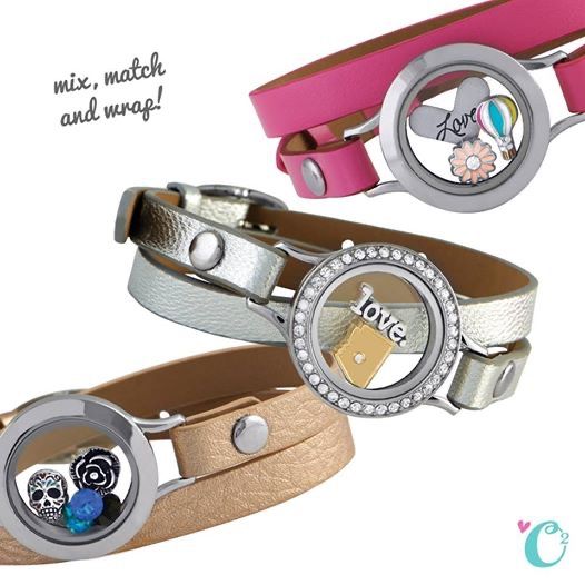 Origami Owl leather wrap bracelet with locket