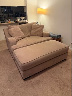 Modern Beige couch + Matching Ottoman