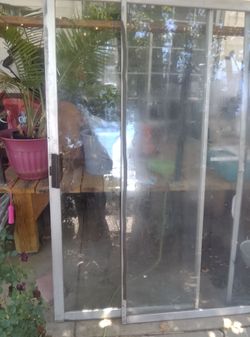 USED  SINGLE PANE SLIDING DOORS  & FRAME