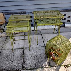 Small Stacking Patio Side Tables & Plant Holder 