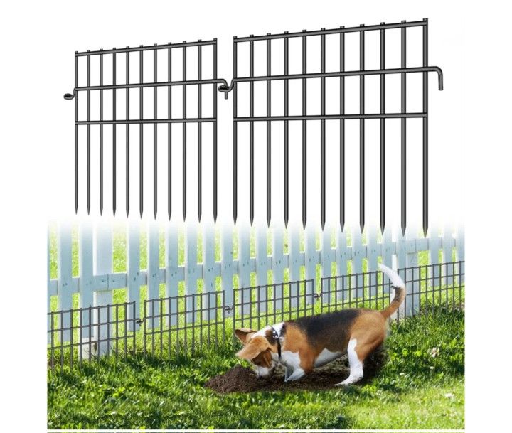 37ft (L) X 13in (H) Garden Animal Barrier Fence, 22 Pack No Dig Dog Fence Border, 1.44in Gap Decorative Fences, Rustproof Metal Wire Garden Border Fen