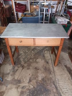 Antique tin top table.