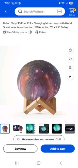 Urban Shop 3D Galaxy Moon Lamp with Wood Stand
