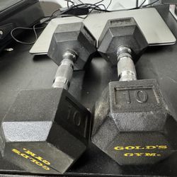A pair of like new Gold Gym 10lbs dumbbells