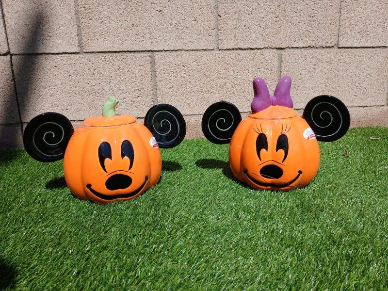 Mickey and Minnie Mouse Pumpkin Large Cookie Jars