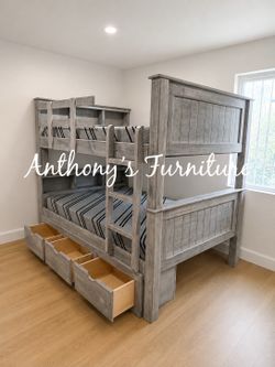 New Full Bunk Bed And Mattress with drawers