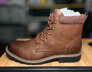 Truveld- Brown Lace-Up Ankle Combat Boot
