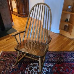 Vintage Mid Century French Country Oak Rocking Chairs