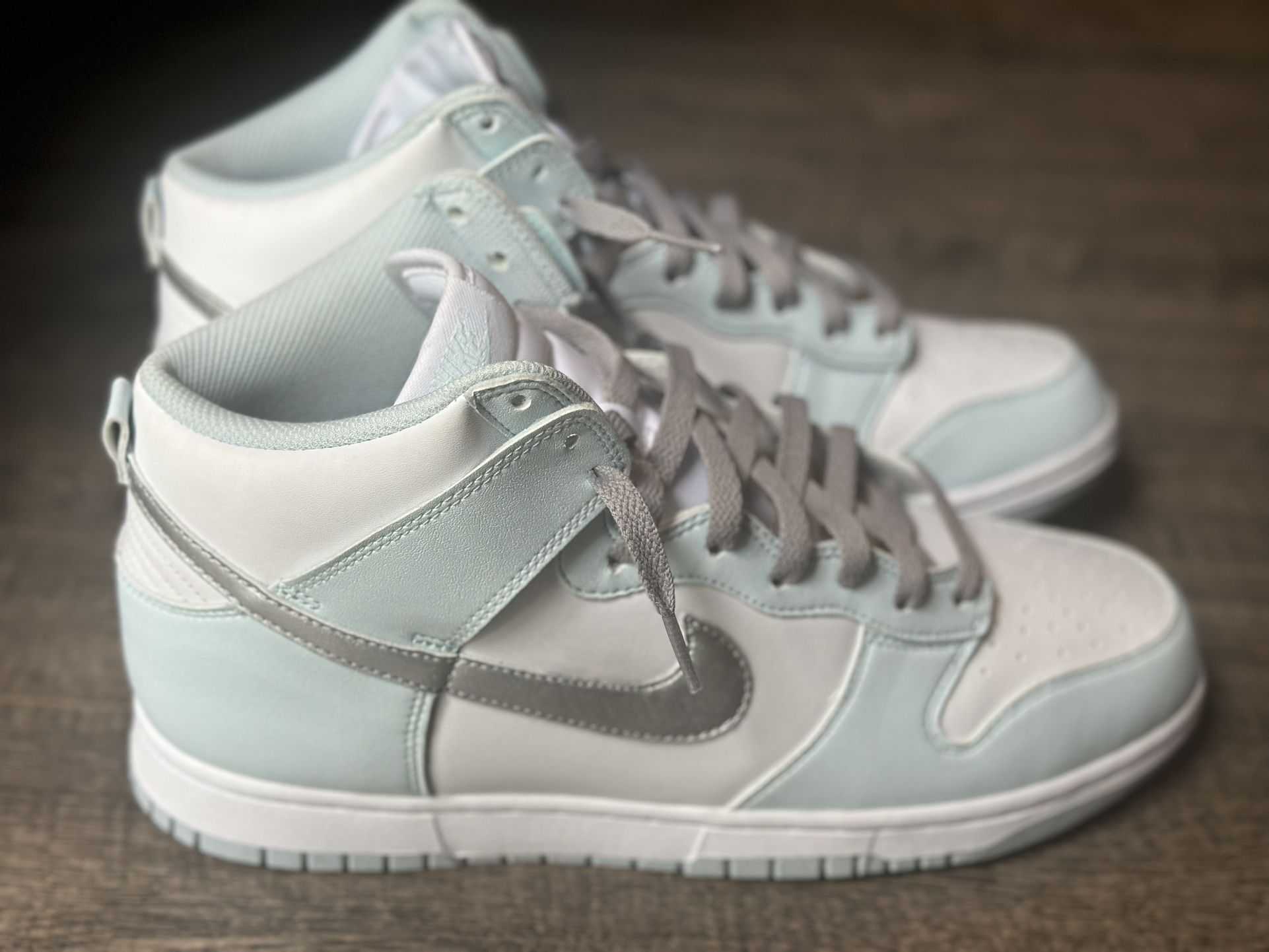 Nike Dunk High Next Nature ‘Glacier Blue’ | Size 10.5 Men / 12 Women | Custom Silver Swoosh