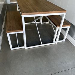 Farmhouse Table And 2 Benches 