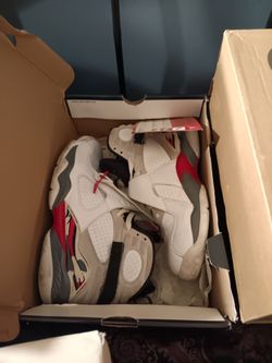 Air Jordan 8 Retro Sneakers White Red Gray