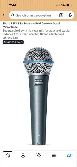 Shure BETA 58A Dynamic Vocal Microphone