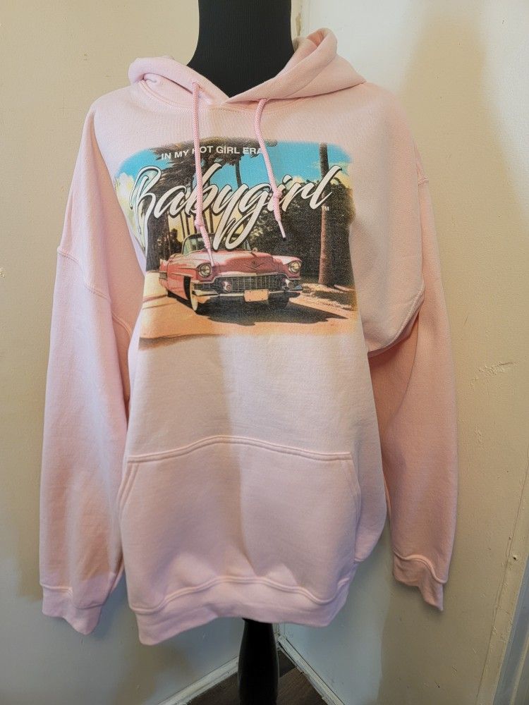 Rue21 Hoodie Pink Cotton Fleece Sweatshirt Women's XL BABYGIRL NWT