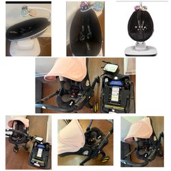 Pink Doona Car Seat & 4Moms Baby Swing 