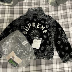 Supreme Faux Fur Bandana Jacket Black Size L for Sale in