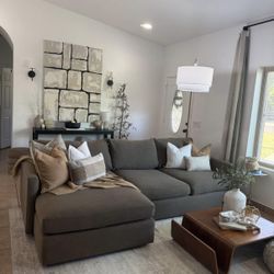 Brown Crate and Barrel Sectional Couch 144in x 63in