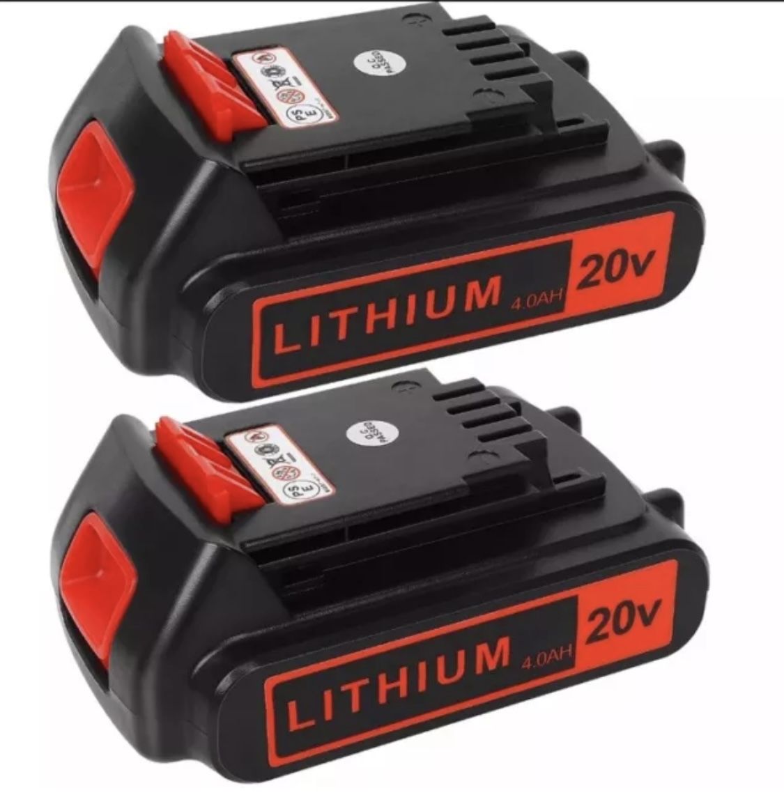 2pack Battery 20v for BLACK+ DECKER Lithium: Batteries 20V Max 4.0 ah LBXR20-4A