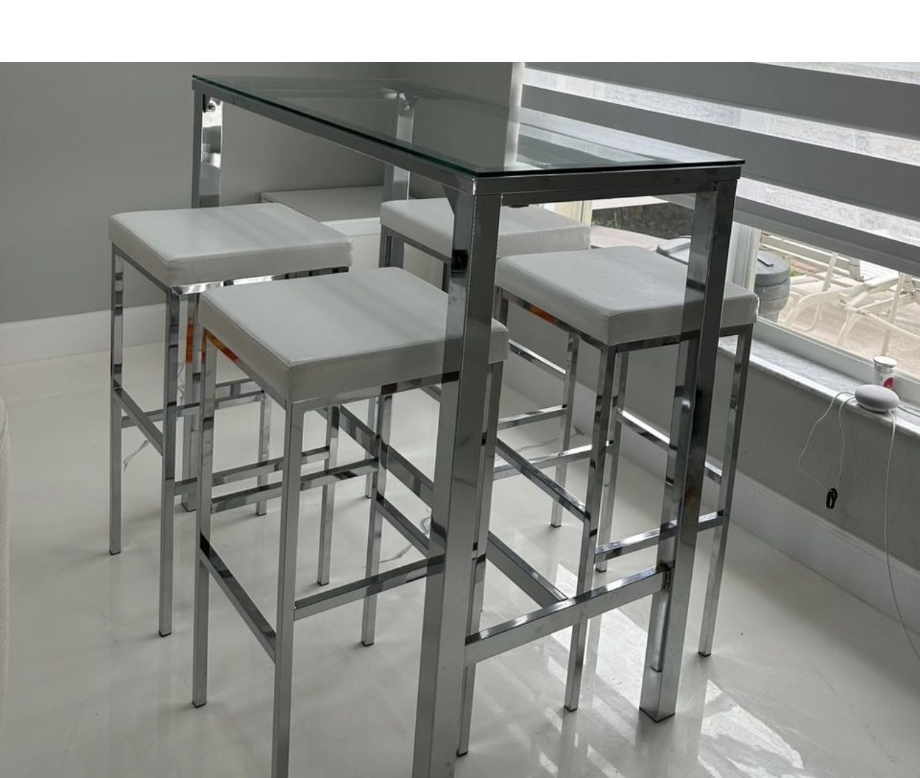 5 Piece MODERN chrome/white π€ Dining SET