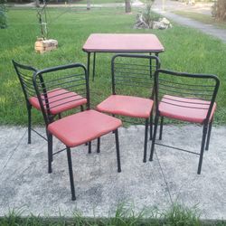 Set Vintage Cosco Folding Table 4 Chairs