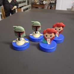 Collectible Bundle Of 4 Disney Promotional Items From McDonald's, Incl: 2 Boba Fett From Star Wars & 2 Ariel From The Little Mermaid 2"H