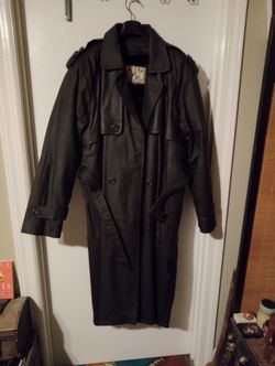 Leather Trench Coat By Wilda Genuine Leather XL