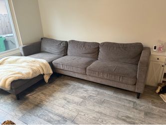 Gray couch 113 length and 67 depth with the chaise