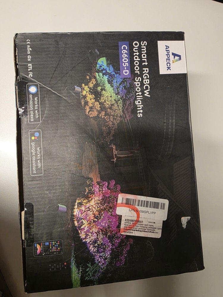 APPECK Smart Landscape Lighting Kit 36W, RGBCW Smart Landscape Lights 6 Pack, IP65 Waterproof Outdoor Spotlights, Alexa/Google Assistant Compatible, f