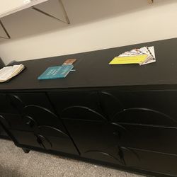 Black 6 Drawer Dresser Real Wood 