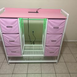 6 Drawer Dresser With Hanging Rack And Led And Charging Station 