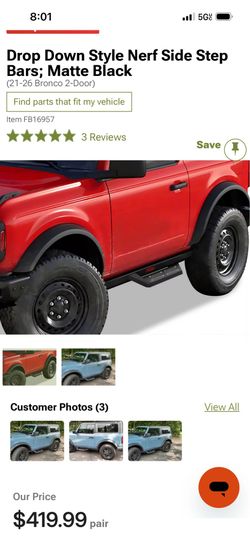 Rough Country Drop Down style nerf bars 2 Door Bronco 21-26 New open box