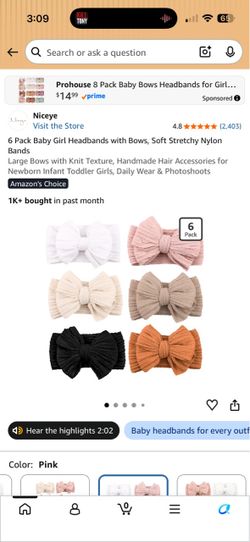 Baby Girl headband bows (6 pack)