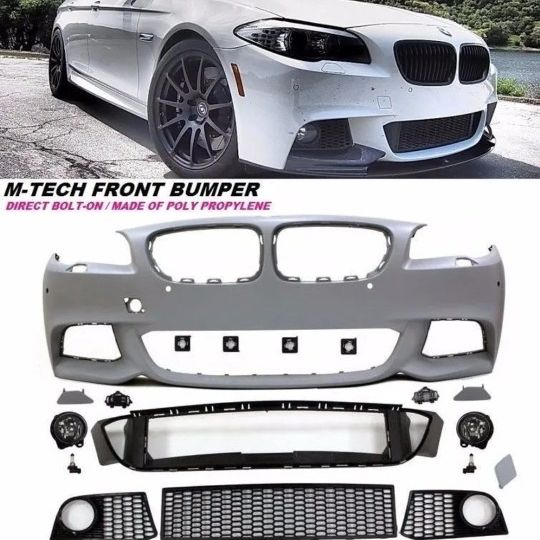 thumbnail image 2 of Mtech Style Front Bumper Cover For BMW 5 Series E60 - No Fog Lights, With PDC Holes - Unpainted Black 2 of 6