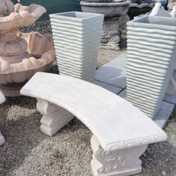 Concrete Plain Curved Benches / Cement Garden Patio Bench / Outdoor Patio Furniture