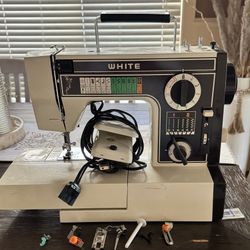 White Sewing Machine with Accessories