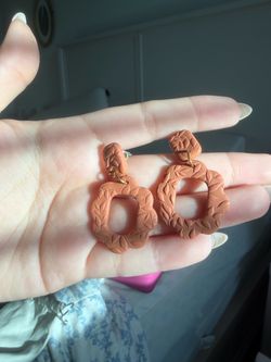 Terracotta Clay Hoop Drop Earrings