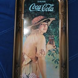 70s Coca-cola Tin Tray Vintage Original 19x8 Near Mint Condition 