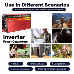 Portable Car Inverter 3000W Portable Car 12V Power Converter 12V to 130V Home Solar Inverter Power Bank for Truck Outdoor Large Capacity
