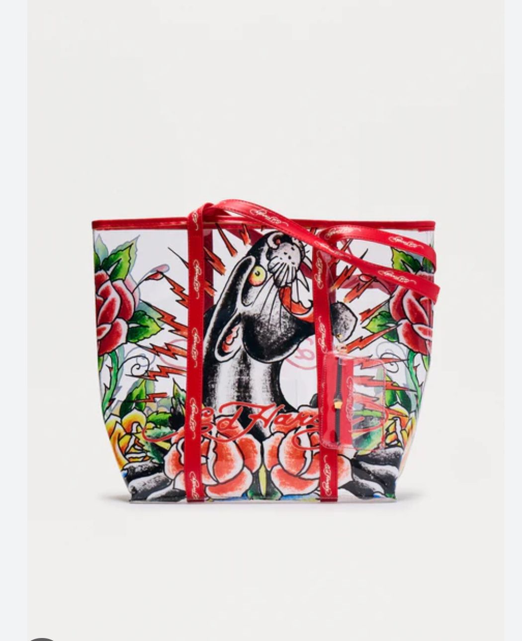 Ed Hardy Floral Panther Red Tote w/ Coin Purse NWT