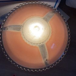 Rare Antique Art Deco Pink Glass Ceiling Lampshade 