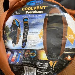 sleep cell coolvent premium sleeping bag. Size 38 in .x 85 in . (96.5 cm x 216 cm)