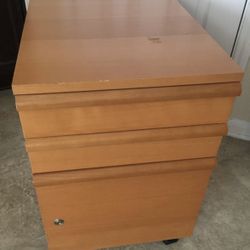 3 Drawer Mobile File Wood Cabinet with 4 Modular Casters Rollers Wheel