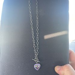 Black Chrome Women’s Heart Necklace And Ring 