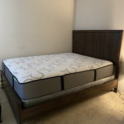 Wooden Bed Frame (living Spaces) Mattress And Box Spring 