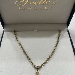 14k Gold Rope Chain & Pendant