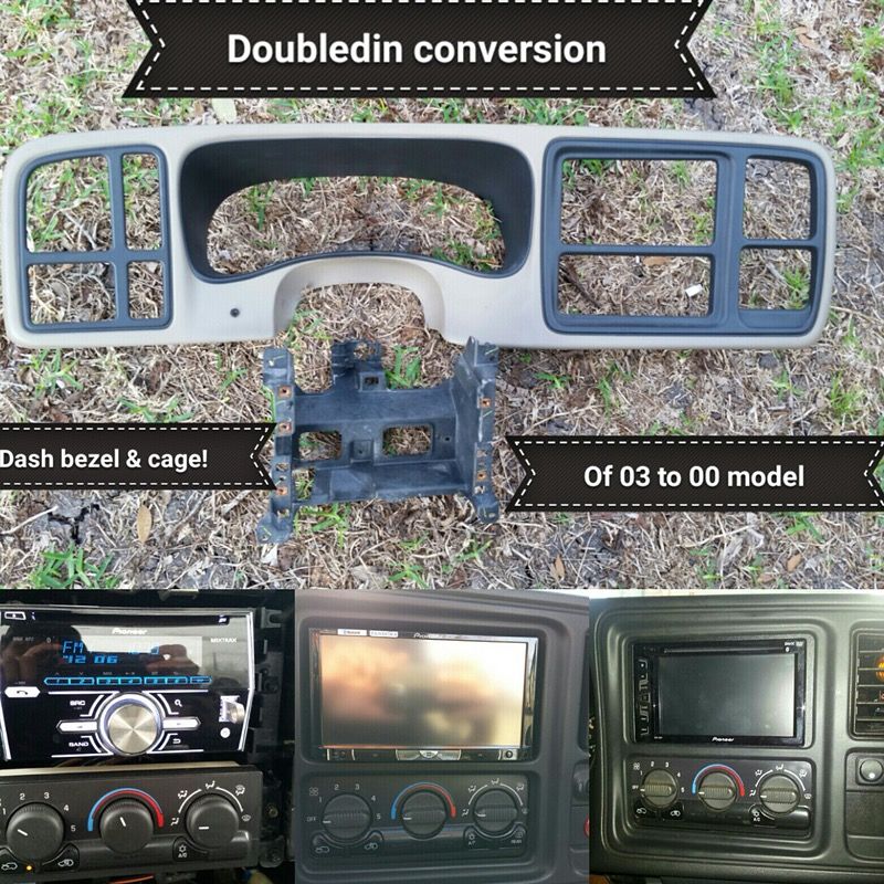 Dash bezel and cage to Chevy Silverado 99/02 double din conversion
